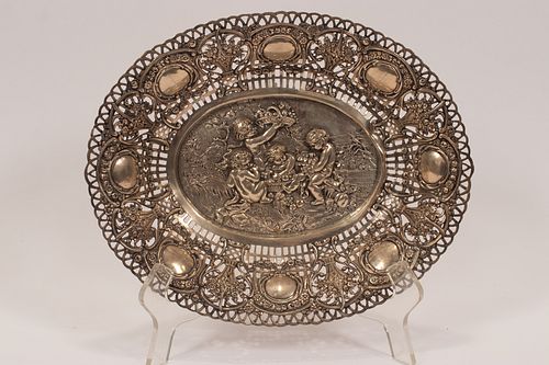 .800 CONTINENTAL SILVER FRUIT BOWL, 19TH CENTURY, H 12" W 10", T.W. 12.92 TOZ 