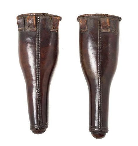 * A Pair of English Leather Horse Holsters Height of tallest 14 inches.