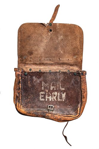 LEATHER U.S. MAIL SADDLEBAGS, LATER 19TH C., 2, H 12"-14", W 13.5"-17.5" 
