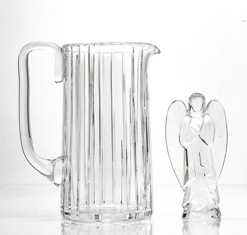 BACCARAT FRANCE CRYSTAL PITCHER 8", AND ANGEL 6" 