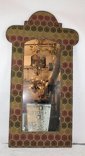 Large scale upholstered frame mirror