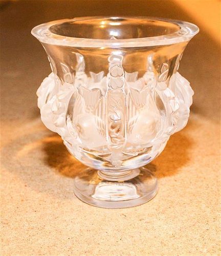 A Lalique Glass Footed Bowl Height 5 inches.