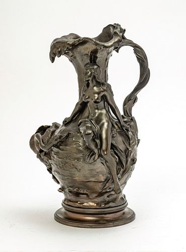 MARCEL DEBUT, FRENCH 1865 - 1933, BRONZE SCULTPURE, 19TH/20TH C.  H 16" W 9.5" D 10" 