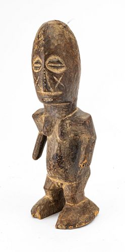 AFRICAN CARVED WOOD STANDING FIGURE  H 16" W 5" 