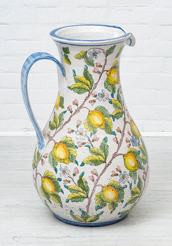 SIENA, ITALY MAGNUM HAND CRAFTED POTTERY PITCHER H 27" W 17" 