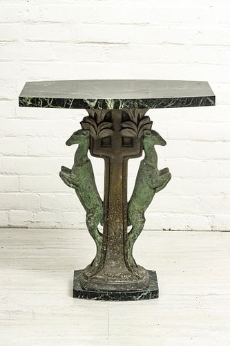 ART DECO METAL AND MARBLE STAND C 1920 H 27" W 24" D 14" 