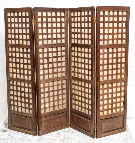 CHINESE FOUR  PANEL FOLDING  DIVIDER SCREEN C 1900 H 64" W 78" 