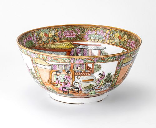 CHINESE ROSE MEDALLION STYLE BOWL H 6" DIA 12" 