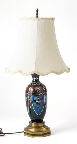 CHINESE CLOISONNE LAMP, H 23.5", DIA 4"