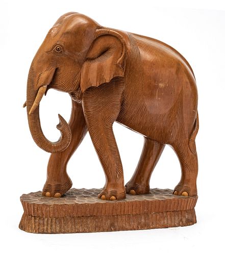 THAILAND CARVED WOOD  ELEPHANT H 23" L 20" 