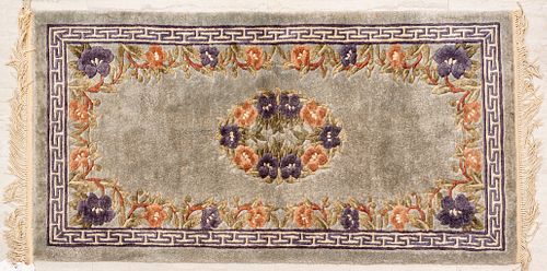 CHINESE HAND WOVEN SILK RUG W 2' L 4'2" 