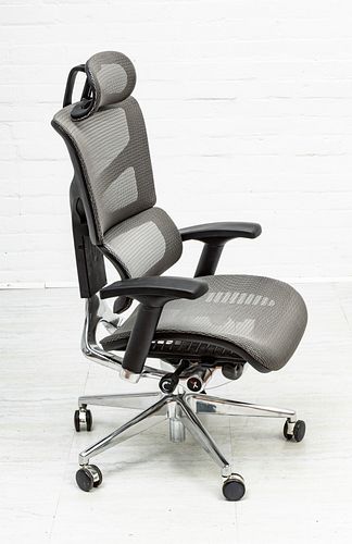 X2 BLACK AND GRAY OFFICE CHAIR, H 48" W 27.5" D 26" 