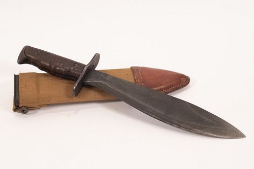 U.S. MODEL 1917 BOLO KNIFE AND SCABBARD, 1918, L 10 1/2" BLADE 