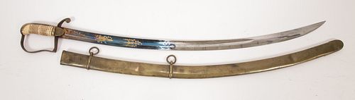ADAM W. SPIES, NEW YORK, AMERICAN (1801-1899) OFFICER'S SWORD, C. EARLY 19TH C., L 34 3/4" OVERALL 