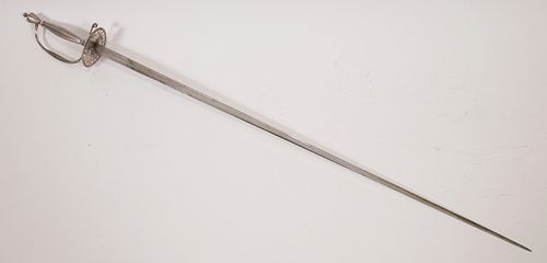 WILLIAM OLEY BLADE WITH SILVER  HILT RAPIER SWORD, C. 1780, L 38 1/2" OVERALL 
