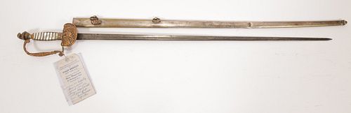 U.S. INFANTRY OFFICER'S SWORD, C. 1821-1840, L 37" OVERALL 