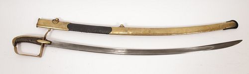 HUSSAR GRAND ARMEE OFFICER SWORD, NAPOLEONIC FRENCH C. 1803, L 37.5" OVERALL 