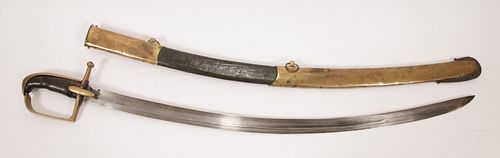 FRENCH HUSSAR SWORD, NAPOLEONIC ERA EARLY 19TH C., L 37 3/4" OVERALL 
