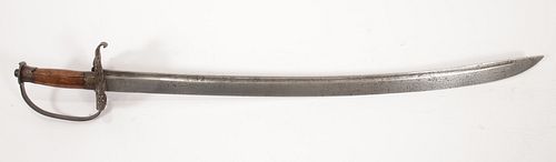 SWORD WITH RUNNING WOLF DESIGN, C. 1780, BRITISH KING CHARLES CROWELL ERA, L 32" OVERALL 