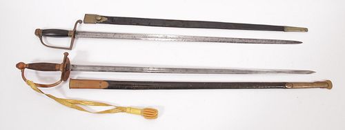 U.S. M1840 NCO SWORD, AMES MFG. CO., 1864, ALSO AN UNMARKED SWORD, TWO PCS., L 32" BLADE 