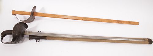U.S. MODEL 1913 CAVALRY SABER "THE PATTON SABER", WITH PRACTICE SABER, 1914, TWO PCS., L 35" BLADE 