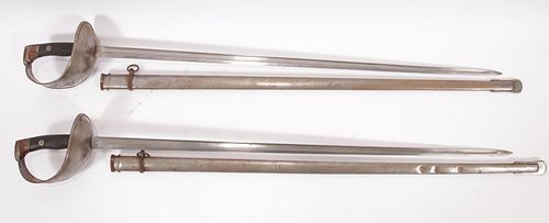 SPANISH MODEL 1907 CAVALRY TROOPER'S SABERS, TWO, L 35" BLADES 