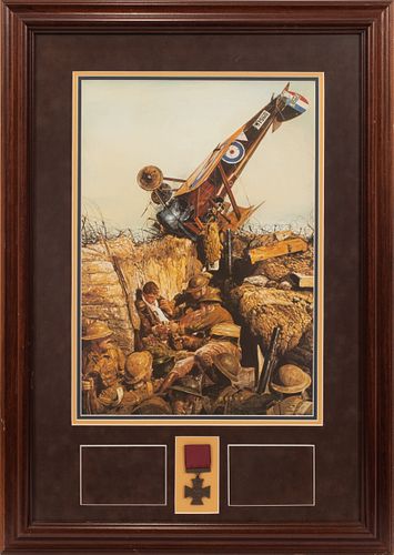DIETZ, OFFSET LITHOGRAPH ON PAPER & REPLICA METAL, H 20", W 16", WWI TRENCHES 
