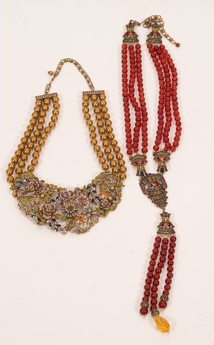 HEIDI DAUS, CRYSTAL BEAD NECKLACES, TWO H 14", 18" 