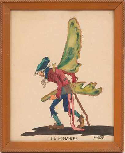 STURMAN, COLORED  INDIAN INK AND WATERCOLORON PAPER 1944, 'THE ROMANCER'  'THE BROKEN FAIRY'S WING' 