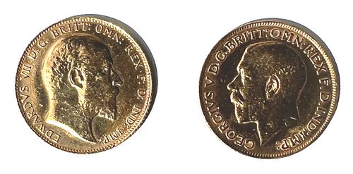 UNITED KINGDOM BRITISH SOVEREIGN GOLD COINS (2) 