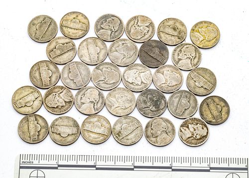 UNITED STATES JEFFERSON WARTIME "D" 35% SILVER NICKELS 30 PIECES 