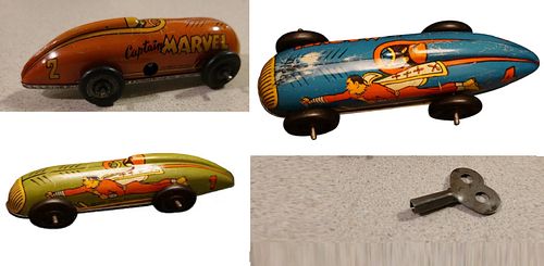 Captain Marvel Automatic Tin windup vehicles Toy with key 1947