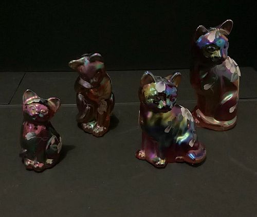 Fenton Carnival signed lot of cranberry  figurines