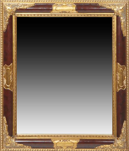 French Louis Philippe Gilt and Gesso Overmantel Mirror, 19th c., the walnut frame with gilt covers and mounts, H.- 40 in., W.- 27 in.