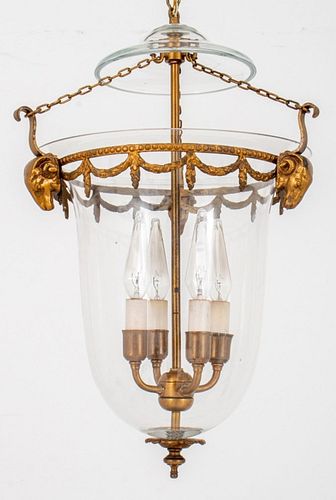 Neoclassical Style Bronze and Glass Hall Lantern