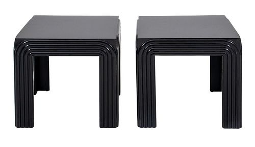 Pair of Art Deco Revival Black Lacquered Tables, 2