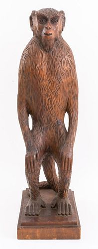 Italian Standing Monkey Carved Wood Sculpture