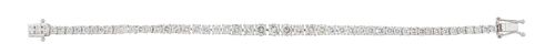 Platinum Tennis Bracelet, each of the fifty-two links mounted with a graduated round diamond, total diamond wt.- 8.2 cts., L.- 7 1/2 in., with apprais