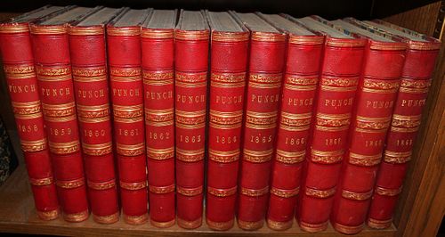 "PUNCH" VOLUMES 34 TO 46, 1858 TO 1869, TWELVE VOLUMES 