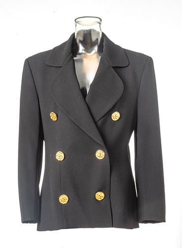 CHRISTIAN LACROIX (FRENCH, 1951) BLACK WOOL BLAZER WITH GOLD BUTTONS 