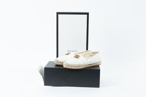 GUCCI (CO.) (ITALIAN, 1921) MARMONT QUILTED LEATHER ESPADRILLES, SIZE: 38.5 
