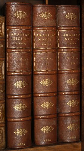 EDWARD WILLIAM LANE, 1839, 3 VOL. "THE THOUSAND AND ONE NIGHTS" (THE ARABIAN NIGHTS' ENTERTAINMENTS) 