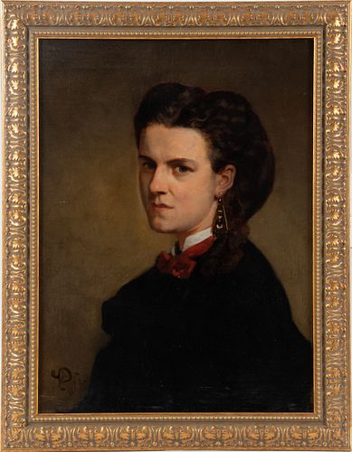 AMERICAN, OIL ON CANVAS, 1866, H 23.5", W 17.5", PORTRAIT OF A SOUTHERN LADY 