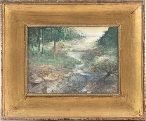 C. HARRY ALLIS (AMERICAN, 1870-1938), WATERCOLOR, 1900, H 9.75", W 11.75", WATERFALLS IN THE FOREST 