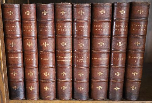 JOHANN WOLFGANG VON GOETHE, TRANSLATED 1874-1881 GOETHE'S WORKS, EIGHT VOLUMES 