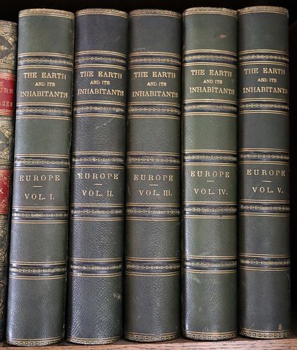 ELISEE RECLUS 1883 FIVE VOLUMES THE EARTH AND ITS INHABITANTS 