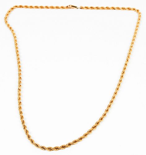 14K GOLD SPIRAL CHAIN NECKLACE, 57.5 GRAMS L 30" 
