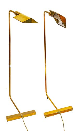 CEDRIC HARTMAN (AMERICAN, 1929) BRASS FLOOR LAMPS, PAIR H 36" W 13" 