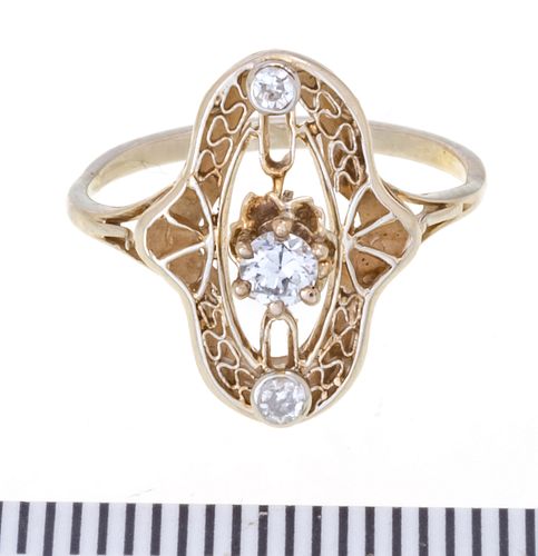 + DIAMOND VINTAGE RING, C 1940 SIZE 3 3/4 