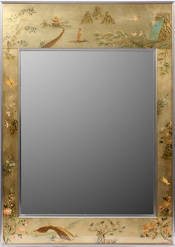 LA BARGE CHINOISERIE STYLE MIRROR, H 42", W 28.5" 